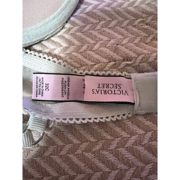 Victoria’s Secret Dream Angels Push-Up Bra 32C Blue Lace Rhinestone Underwire - Picture 3 of 3